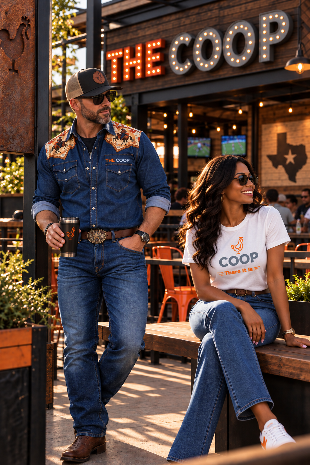 Guests wearing The COOP x PERSONA western shirt and COOP tee