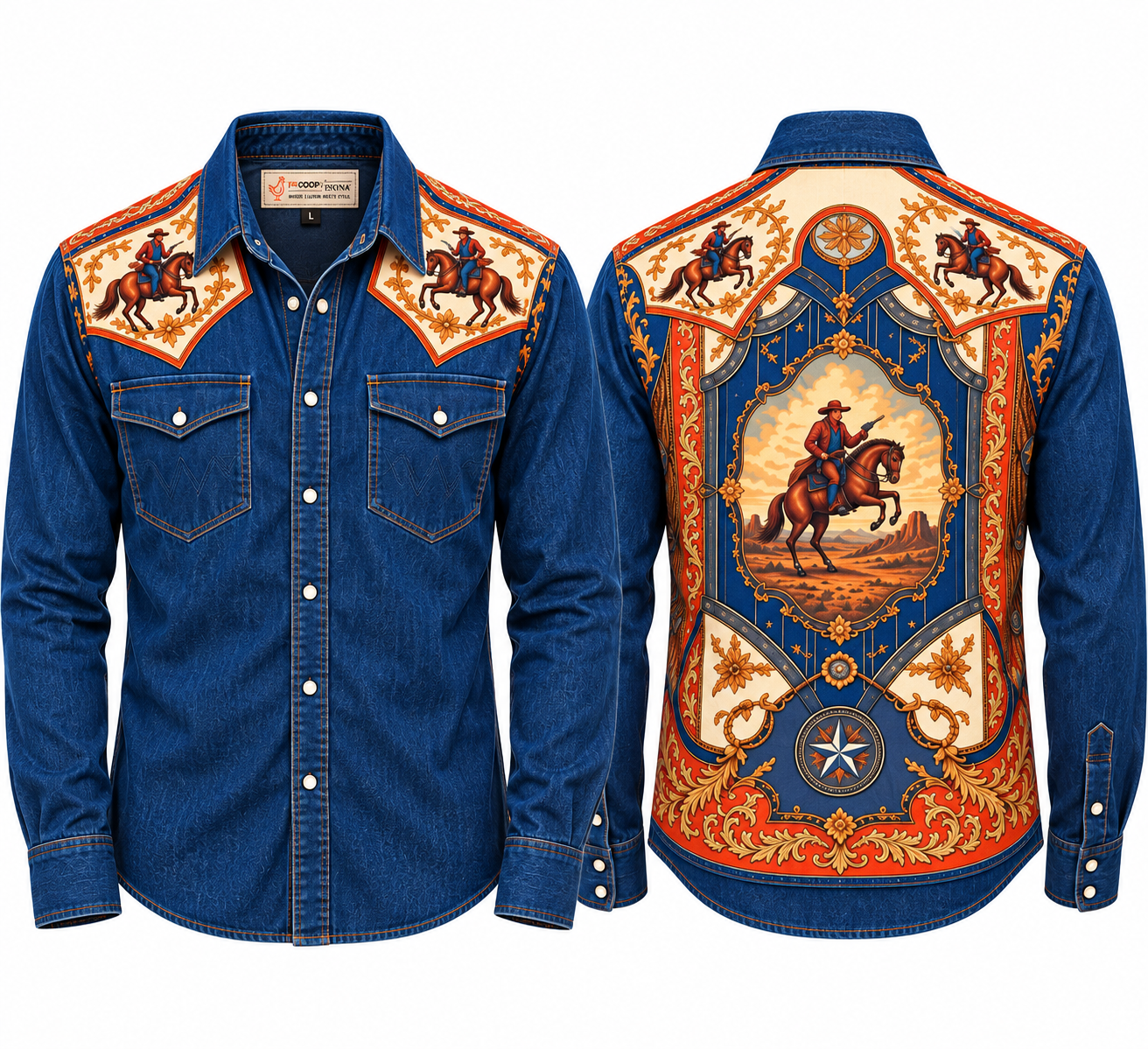 The Texan, front and back views